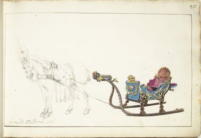 Häst och släde av Gerard ter Borch (II) (signed by artist)