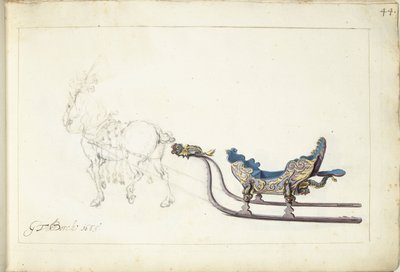 Häst och släde av Gerard ter Borch (II) (signed by artist)
