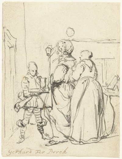 Lady upptagen med sin toalett av Gerard ter Borch (II)