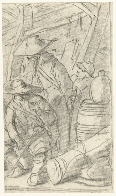 Tre män i ett arméläger av Gerard ter Borch (II)