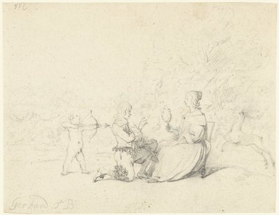 Gentleman på knä framför en dam av Gerard ter Borch (II)