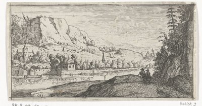 Flod i ett bergslandskap av Gerard van Honthorst
