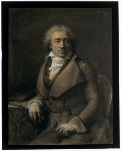 Självporträtt sittande vid ett bord, vänt åt höger av Gerard van Spaendonck
