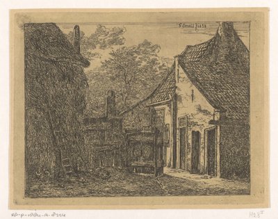 Gård med höstack Gården i Pernis av Gerardus Emaus de Micault