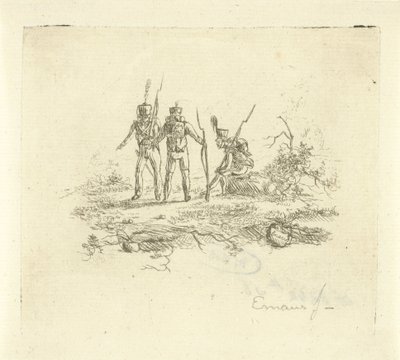 Tre infanterister av Gerardus Emaus de Micault