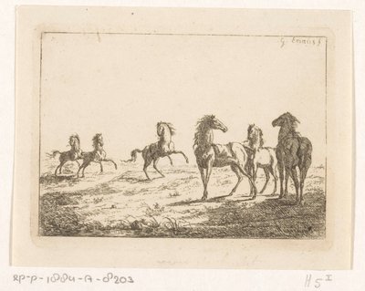 Flock vilda hästar Hästar i frihet av Gerardus Emaus de Micault