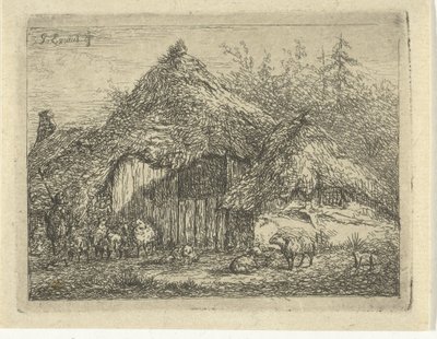 Herde vid torvstugan Flocken av får av Gerardus Emaus de Micault