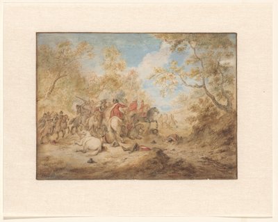 Landskap med kämpande ryttare av Gerardus Josephus Xavery