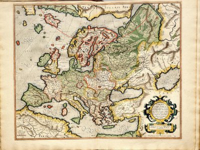 Atlas eller kosmografiska meditationer om världen och tillverkade Fugura Europa: Livland, Ryssland av Gerardus Mercator