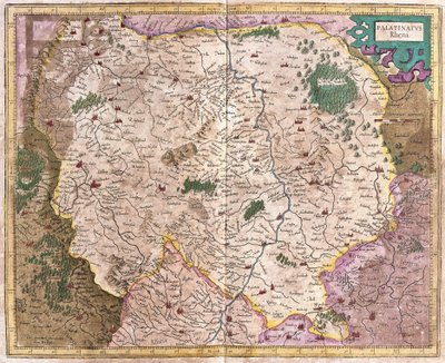 Bayerska regionen och floden Donau, Tyskland (gravyr av Gerardus Mercator