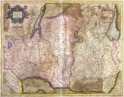 Brescia och Milano, Italien (gravyr av Gerardus Mercator