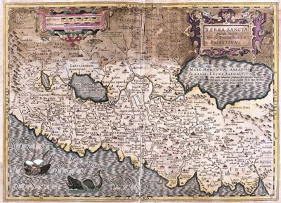 Heliga landet och Palestina (gravyr av Gerardus Mercator