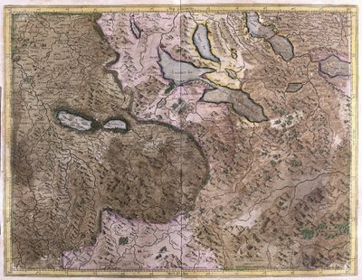 Sjöar i Schweiz (gravyr av Gerardus Mercator