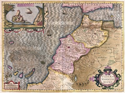Nordvästra Afrika med Kanarieöarna (gravyr av Gerardus Mercator