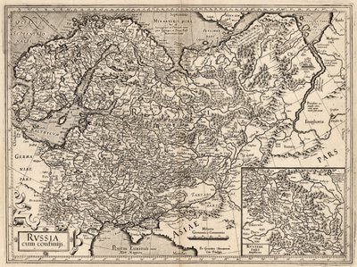 Ryssland cum Confinijs. Karta över Ryssland, 1587. av Gerardus Mercator