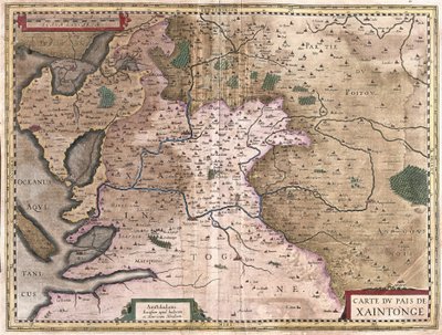 Saintonge med La Rochelle och Ile Oleron, Frankrike (gravyr av Gerardus Mercator