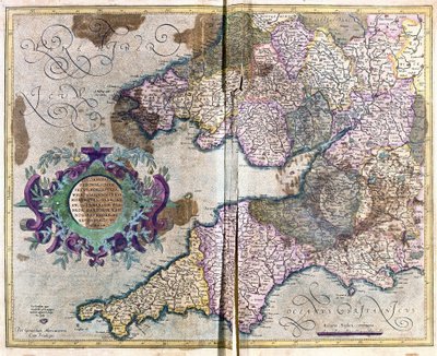 Sydvästra England (gravyr av Gerardus Mercator