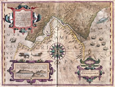 Magellansundet (gravyr av Gerardus Mercator