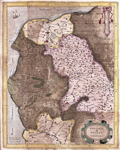 Kustlinjen från Berck till Gravelines, Belgien (gravyr av Gerardus Mercator
