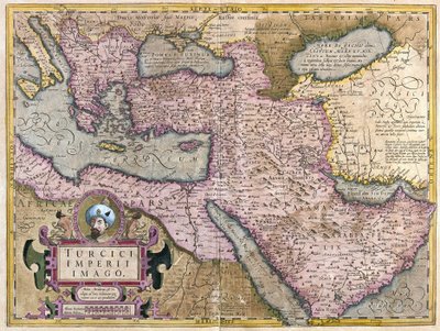 Turkiet, Balkan, nordöstra Afrika, Arabien och Mellanöstern (gravyr av Gerardus Mercator