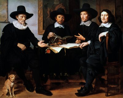 Fyra officerare från Amsterdam Coopers and Wine-rackers Guild, 1657. av Gerbrand van den Eeckhout