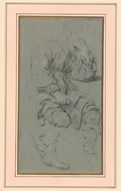 Studie av en sittande man, för en figur i målningen av profeten Elisha och den sunamitiska kvinnan på berget Karmel (Nationalmuseet, Warszawa inv. M.Ob.551 MNW) av Gerbrand van den Eeckhout
