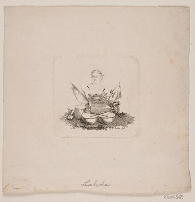 Vinjett med byst av Sophron av Gerhard Ludvig Lahde