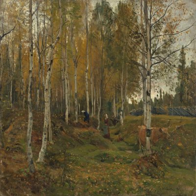 Björkar på hösten av Gerhard Munthe