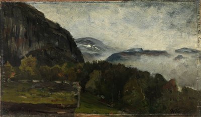 Landskap vid Øylo i dimma av Gerhard Munthe