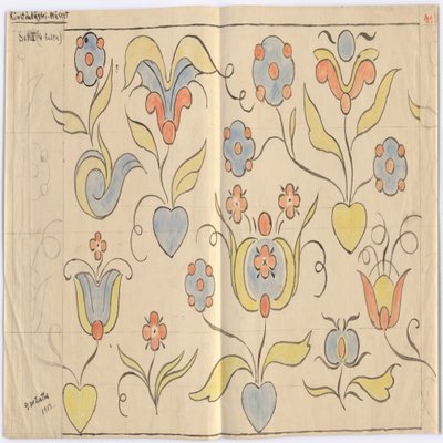 Oslo konsthantverksmuseum: Sal I (mot gatan). Blad nr 11 av Gerhard Munthe