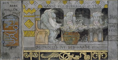 Den andra salen - Munthe, Gerhard (1849-1929) - 1902-1904 - Olja på duk - 62,5x119,5 - Nationalmuseet för konst, Oslo av Gerhard Peter Frantz Vilhelm Munthe