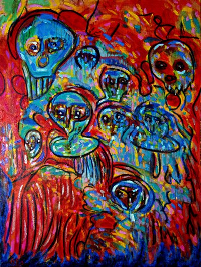 Alien Ancestors, 2021 (olja på duk) av Gerhardt Isringhaus