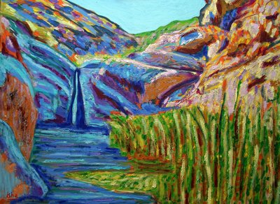 May Sun Waterfall, 2022 (olja på duk) av Gerhardt Isringhaus