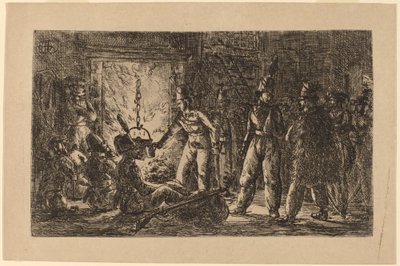 Kosacker framför en öppen spis [recto] av Gerhardus Emaus de Micault