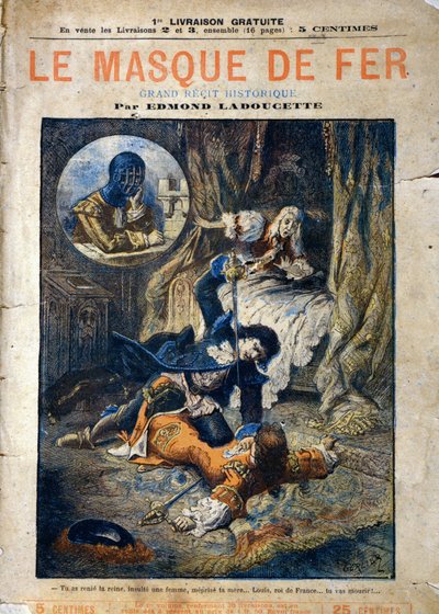 Le Masque de Fer, omslag till Edmond Ladoucettes roman som publicerades i flera delar i slutet av 1800-talet. av Gerlier