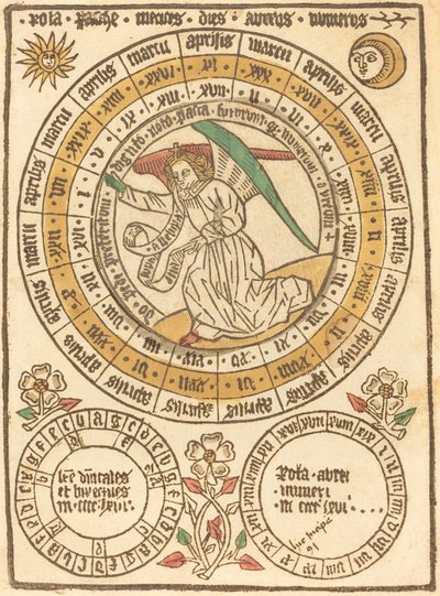 En påskkalender som börjar med år 1466 av German 15th Century