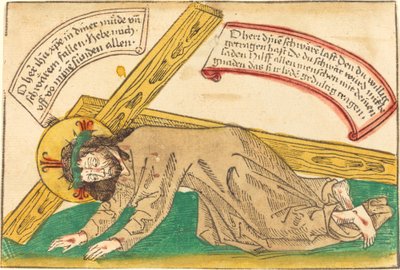 Kristus faller under korsets tyngd av German 15th Century