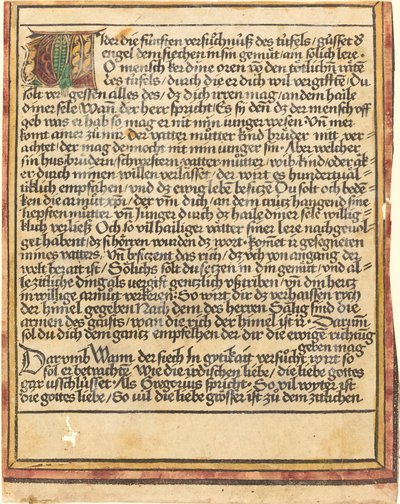Uppmaning mot girighet av German 15th Century