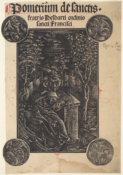 Franciscan, Pelbartus av Temesvar, i en trädgård av German 15th Century