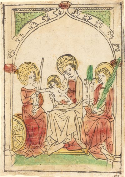 Madonna mellan Saints Catherine och Barbara av German 15th Century