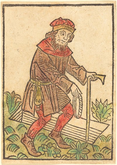 Man går mot en grav av German 15th Century