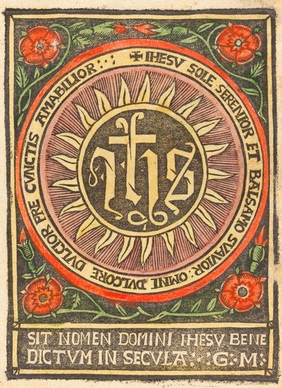 Monogram JHS i en flammande cirkel av German 15th Century