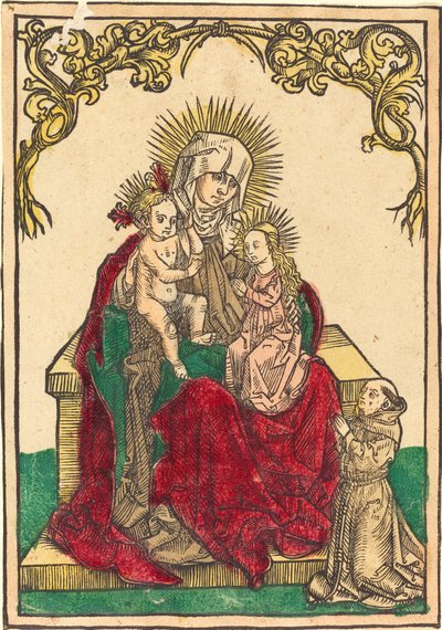 Saint Anne, Madonnan och barnet och en franciskanermunk av German 15th Century