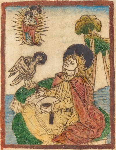 Saint John på ön Patmos av German 15th Century