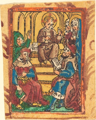 Den tolvårige Jesus i templet av German 15th Century