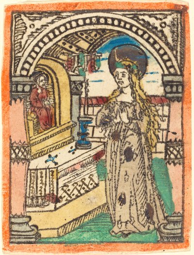 Jungfrun i en mantel broderad med majsöron av German 15th Century