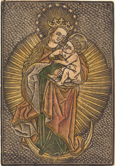 Madonna och Child in Glory av German 15th Century or Master of the Meshed Background