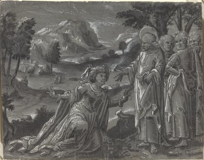Kristus och äktenskapsbrytaren [recto] av German 16th Century
