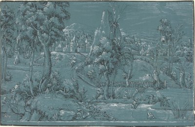 Landskap med män som fiskar av German 16th Century