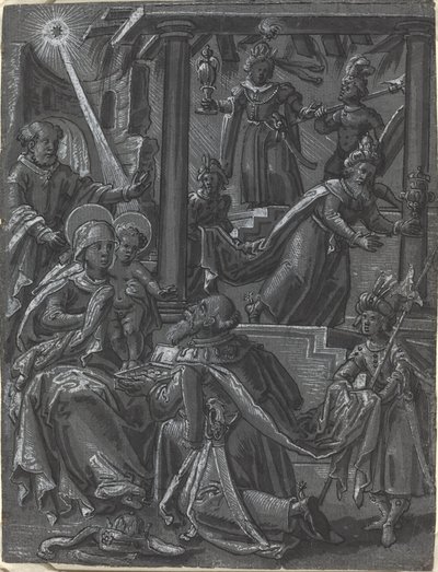 Tillbedjan av kungarna [recto] av German 16th Century